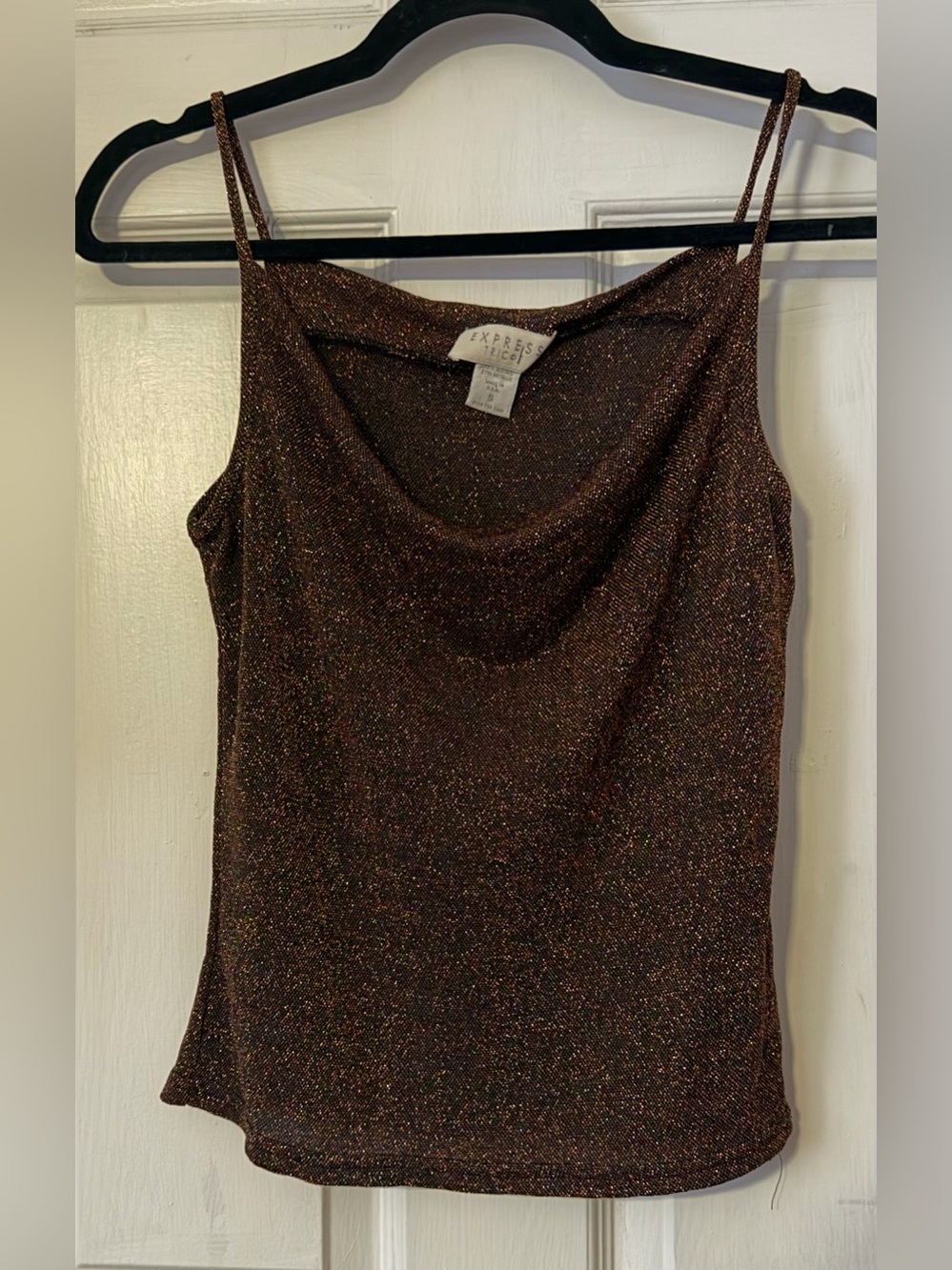 Express Tricot Metallic Cami S Bronze Copper Y2K Going Out Top